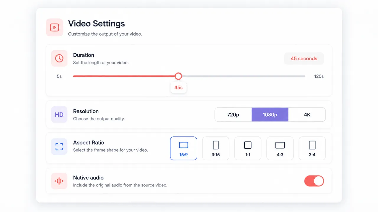 Step 2 — choosing duration, resolution and native audio in Kling 3.0