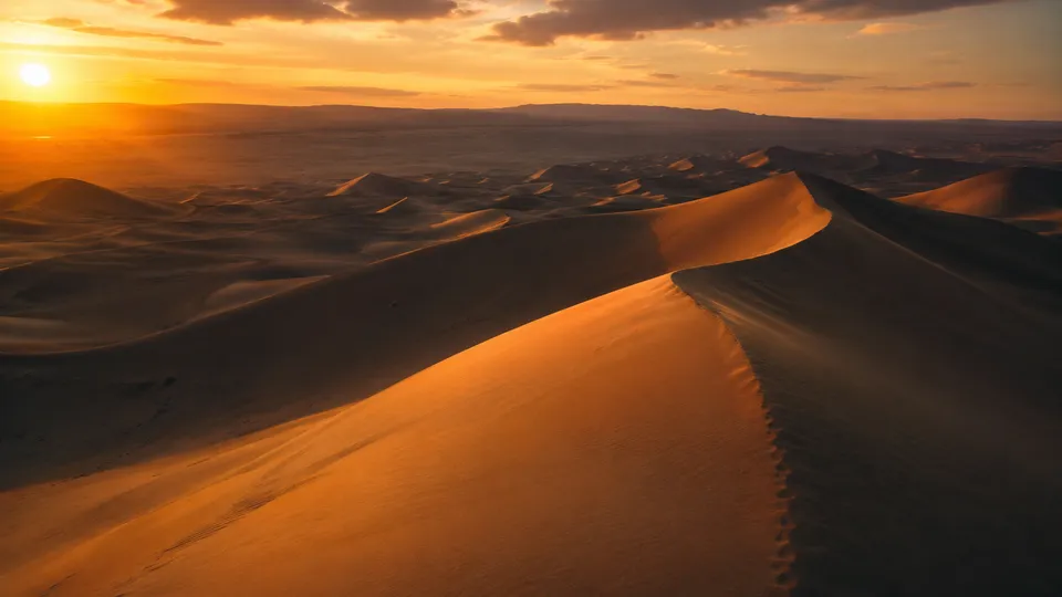 Kling 3.0 sample — desert dunes under a golden sunset