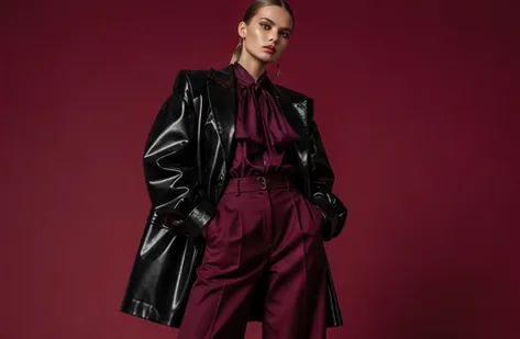 High-fashion editorial photograph in an avant-garde outfit