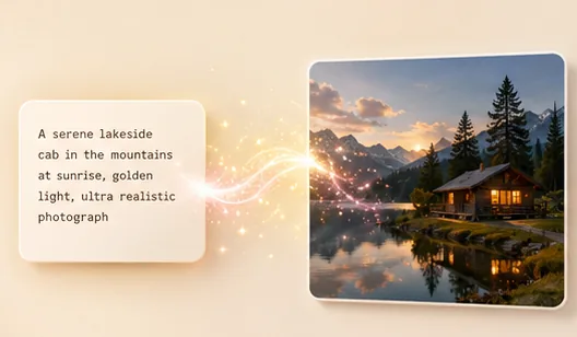 Turning a written text prompt into a finished AI image