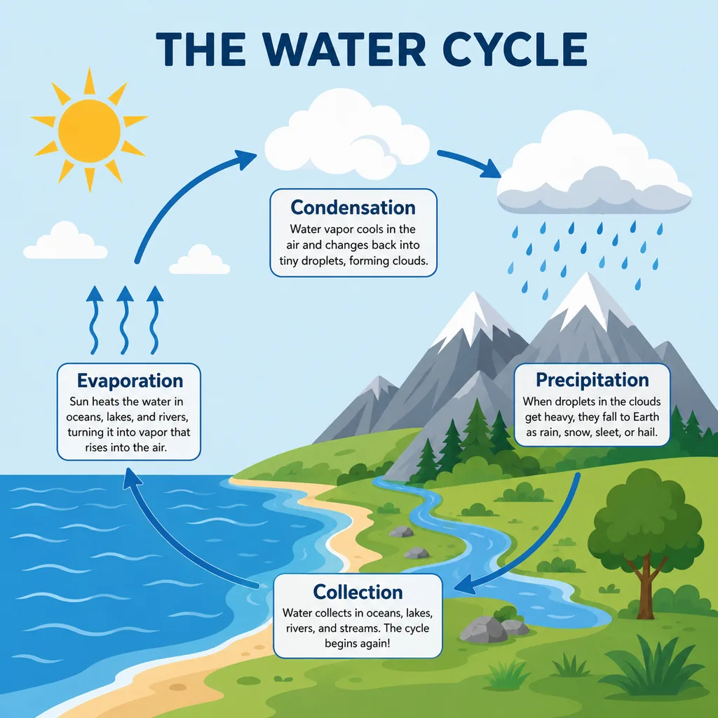 Nano Banana Pro example — a labeled water-cycle infographic with accurate text