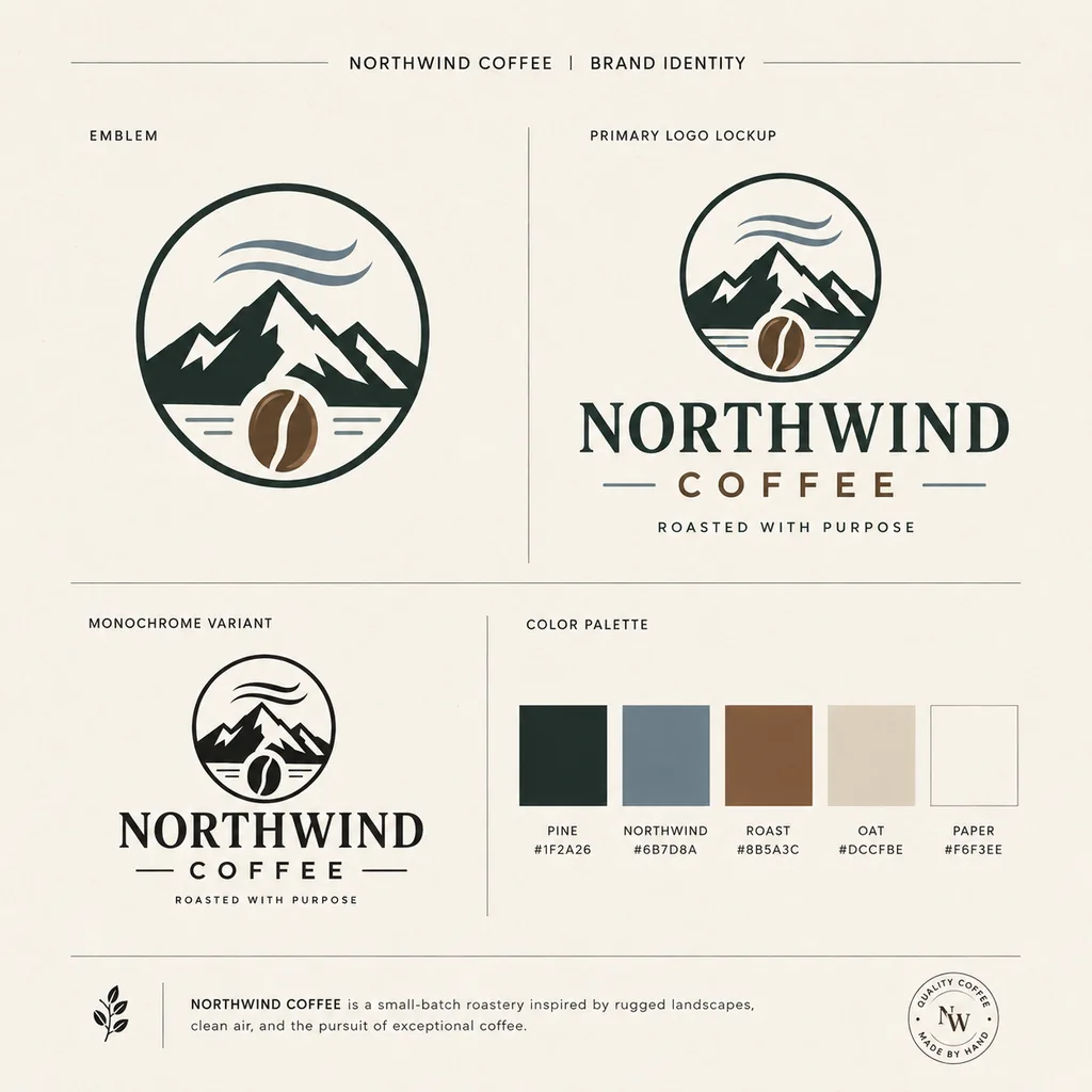 Nano Banana Pro example — a coffee brand logo design sheet with variations
