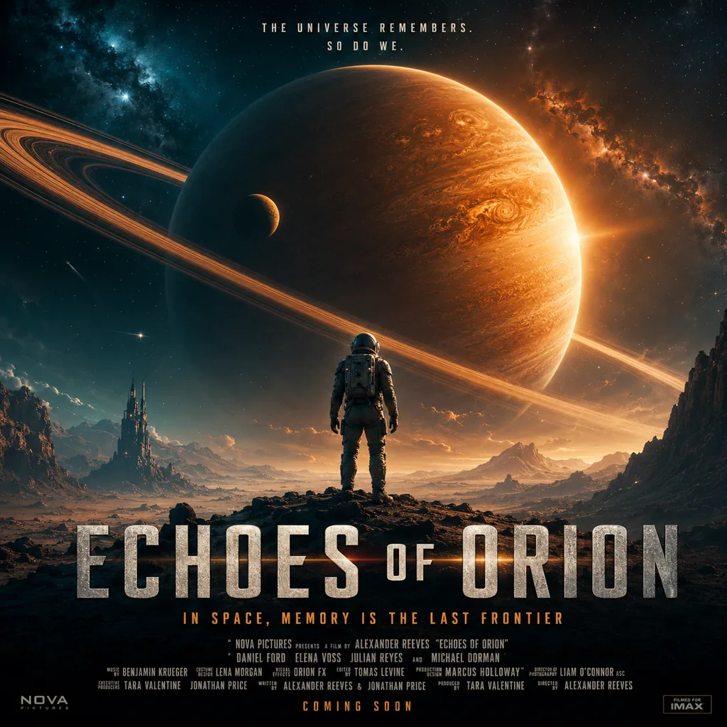 Nano Banana Pro example — a sci-fi movie poster with crisp, legible title typography