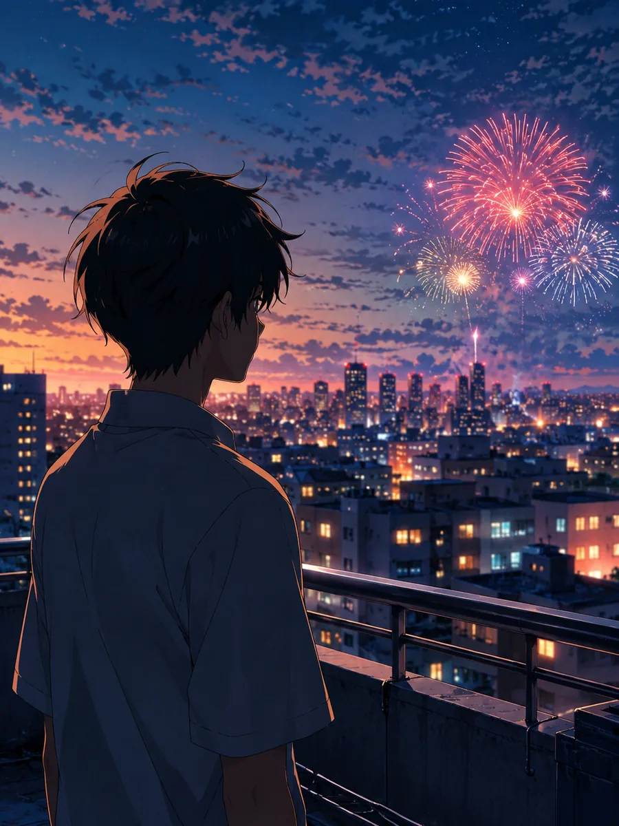 Nano Banana Pro sample — a detailed anime-style city rooftop illustration