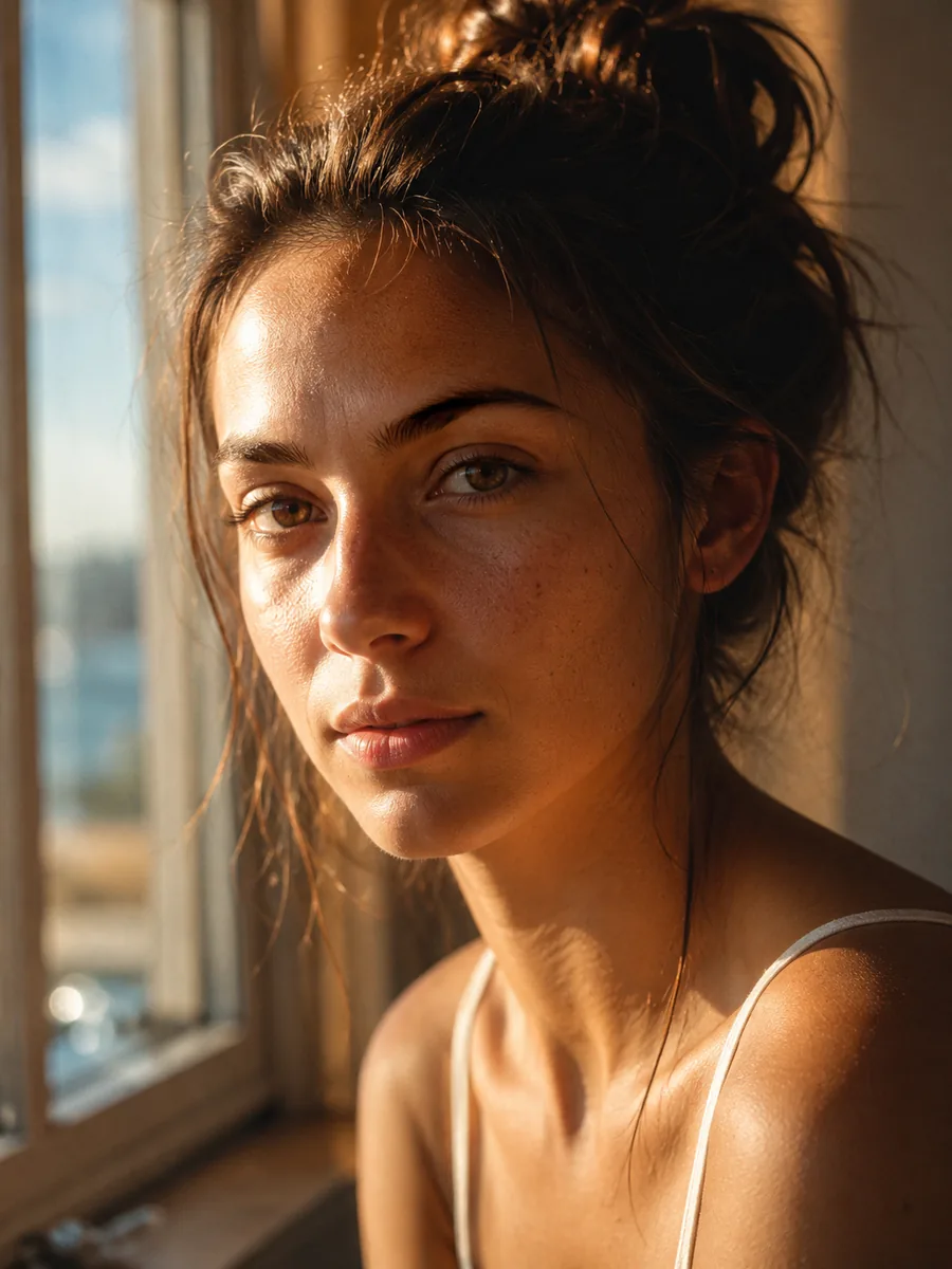 Nano Banana Pro sample — a cinematic 4K portrait in golden window light