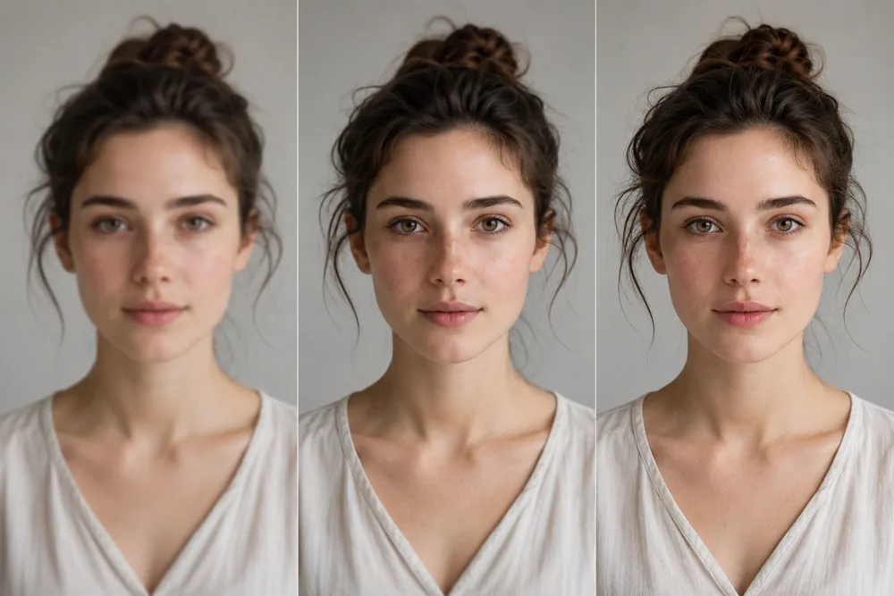 Qwen Image Edit 2509, 2511 and 2512 versions compared on the same portrait