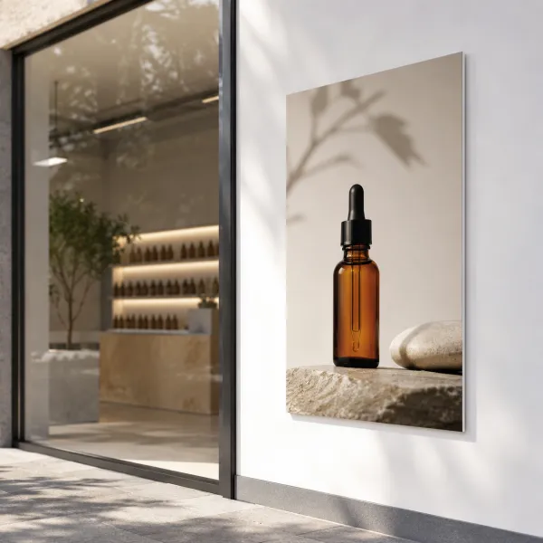 Qwen Image Edit remove text result — a clean product poster with the text removed on a storefront