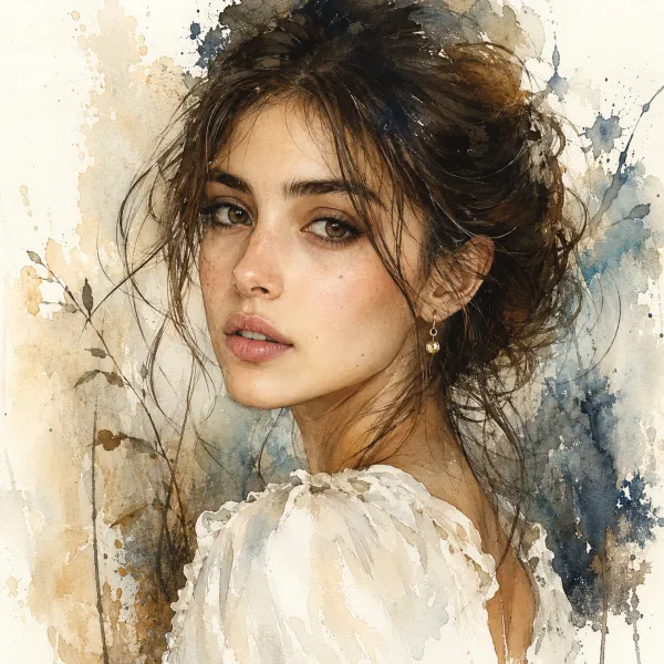 Qwen Image Edit style transfer example — a portrait turned into a watercolor painting