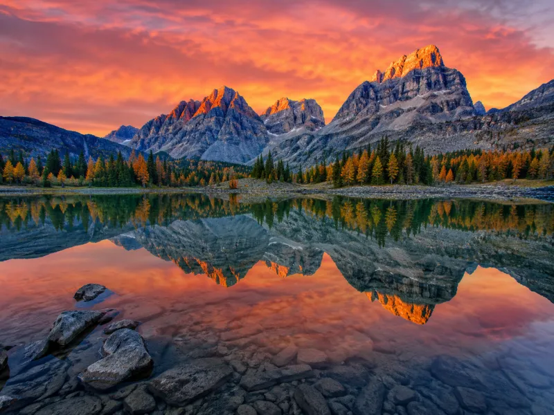 Qwen Image Edit result — a mountain lake landscape at sunrise with a mirror reflection