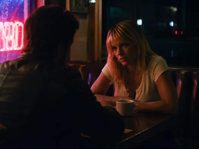 Seedance 2.0 for short films — two characters in a neon-lit diner at night