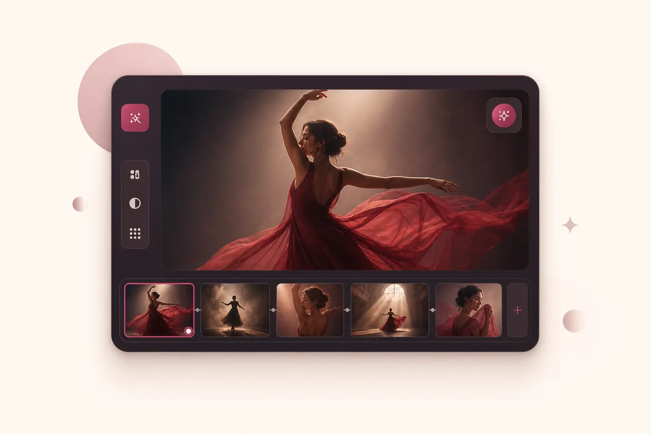 Seedance 2.5 AI video generator interface with a multi-shot storyboard row
