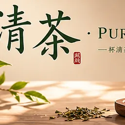 Seedream 4.0 tea-brand poster with bilingual Pure Tea typography