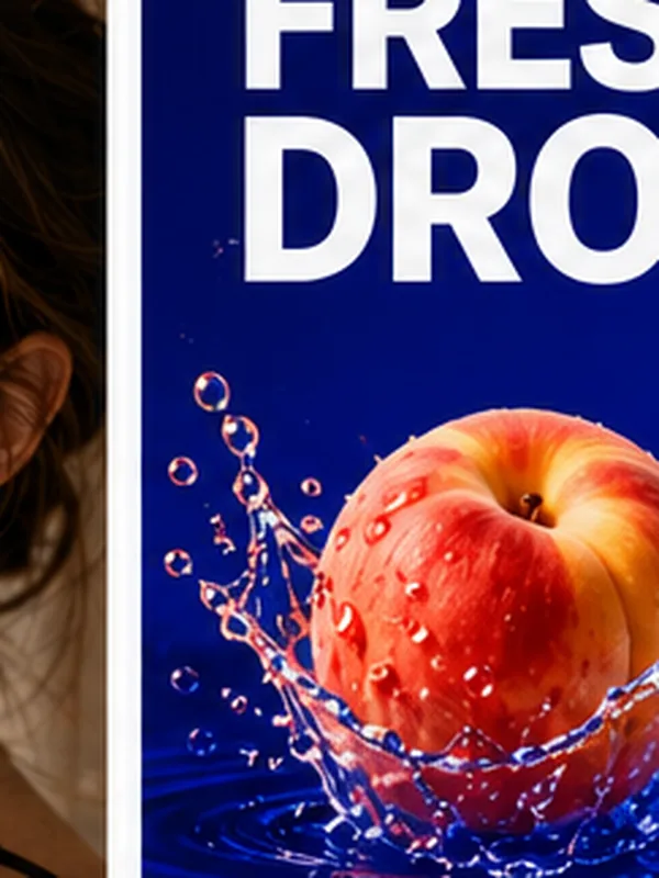 Seedream 4.0 typography poster with bold FRESH DROP text and a peach splash