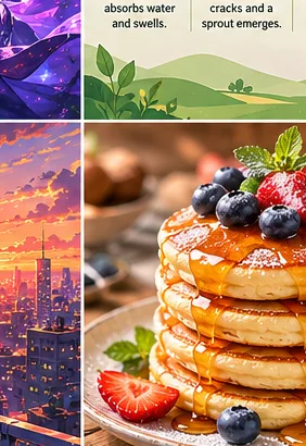 Seedream 4.0 food photography of a pancake stack with syrup and berries