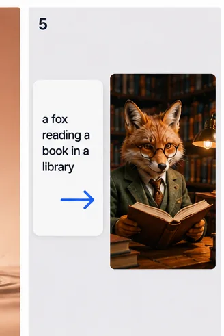 What is Seedream 4.0 — a text prompt turning into a photoreal fox-in-library image