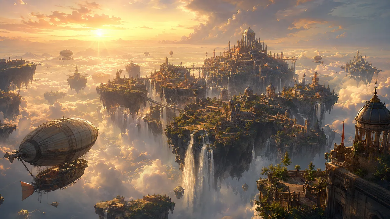 Seedream 4.5 sample — cinematic floating-city concept art in 4K