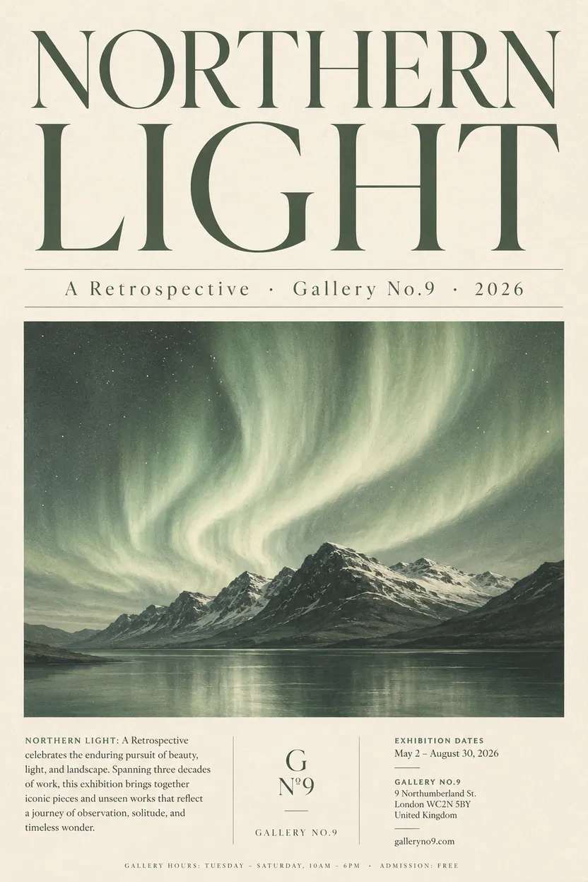Seedream 4.5 sample — exhibition poster with crisp, legible typography