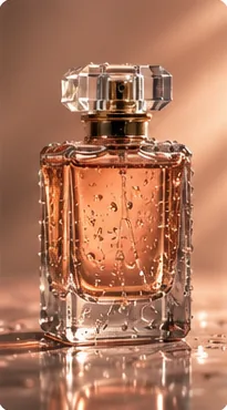 Luxury perfume bottle product shot on a reflective surface