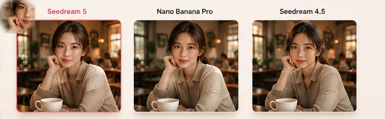 Seedream 5 vs Nano Banana Pro vs Seedream 4.5 — the same prompt rendered by each model