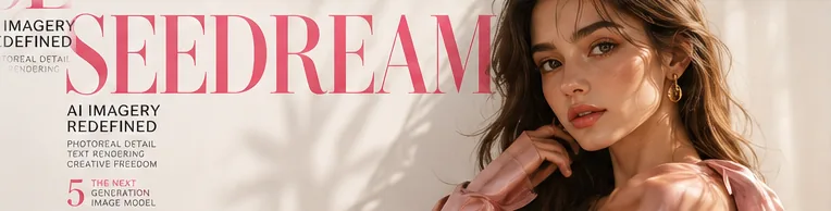 Seedream 5 photoreal magazine-cover portrait with crisp legible typography