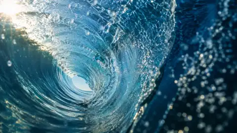 Sora 2 alternative AI video example — ocean wave slow-motion barrel