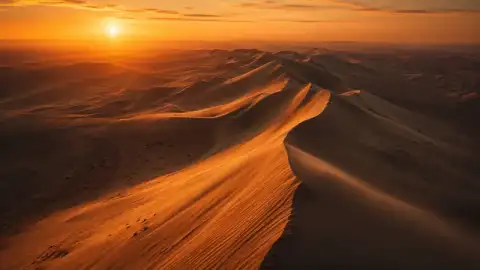 Sora 2 alternative AI video example — desert dunes golden hour drone shot