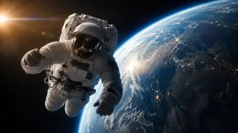Sora 2 alternative AI video example — astronaut floating in orbit above Earth