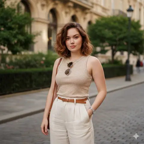 Street fashion portrait in soft afternoon light on a city sidewalk