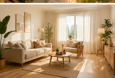 Z Image Turbo image-to-image use case — a living room redesigned in Scandinavian style