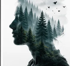 Z Image Turbo prompt example — double-exposure forest portrait